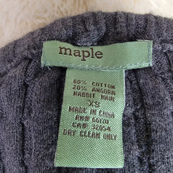 Maple Anthropologie Women's Sz XS Sweater Dress Gray Stretch Angora Cable Knit N - Picture 6 of 9